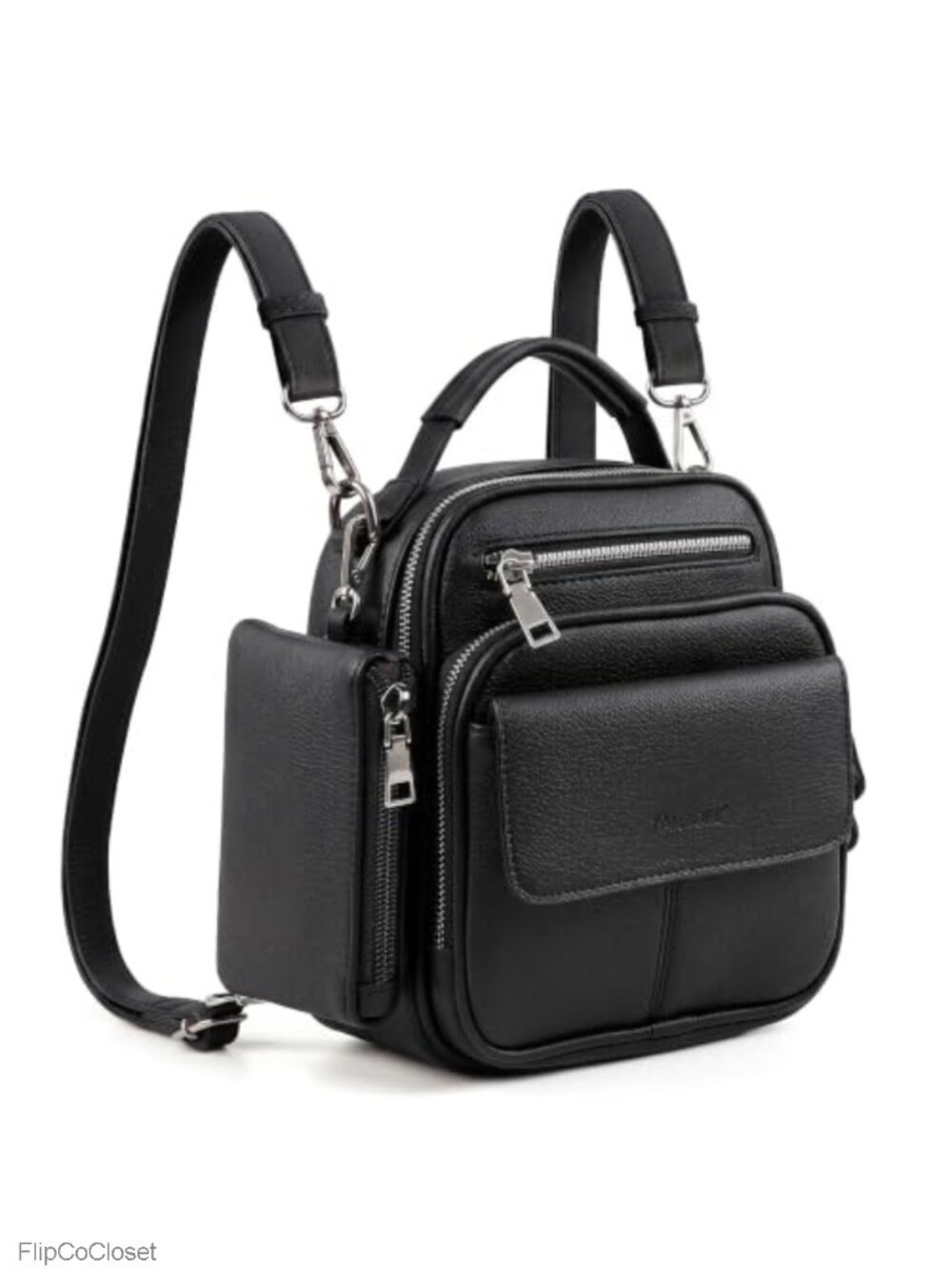 Vegan Leather Mini Backpack for Women Adjustable Straps RFID